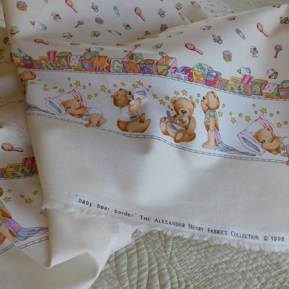 OOP Alexander Henry baby bear border print cotton fabric nursery quilt material - Picture 16 of 16